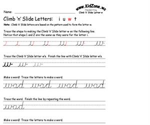 Cursive Handwriting Worksheet for the Letter w (Educarchile)