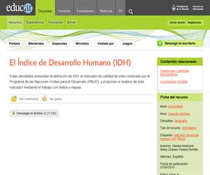 El índice de desarrollo humano (IDH)