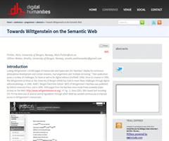 Towards Wittgenstein on the Semantic Web | Digital Humanities 2012