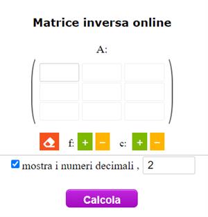 Calcolo matrice inversa online