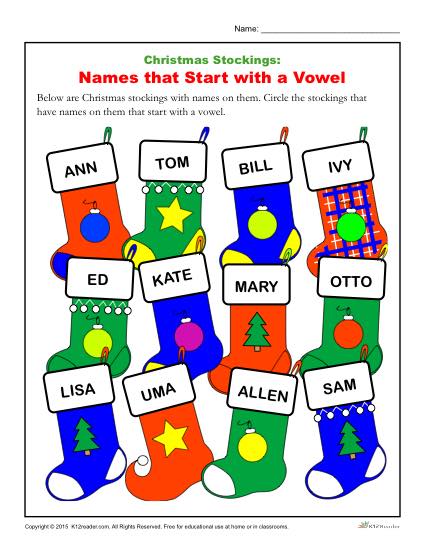 Christmas Stockings: Names That Start With a Vowel