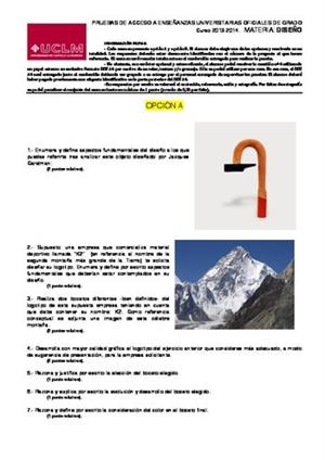 Examen de Selectividad: Diseño. Castilla-La Mancha. Convocatoria Junio 2014