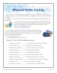 Misused Verbs – Lie, Lay