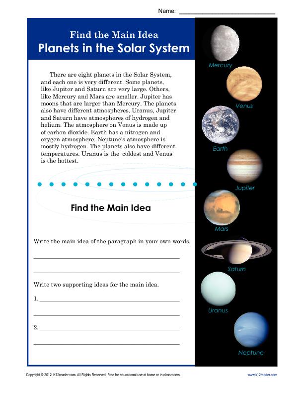 Find the Main Idea: Planets