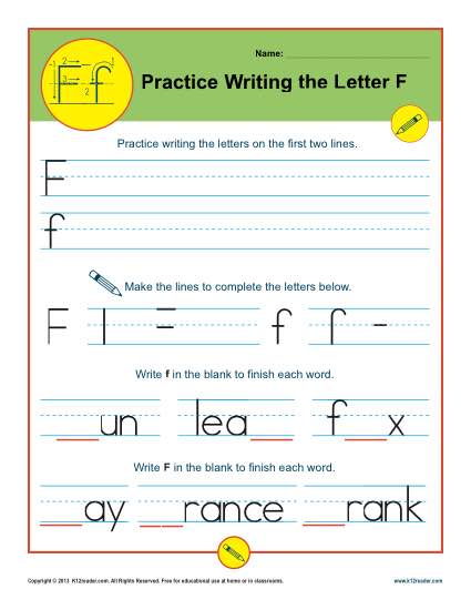 Practice Writing the Letter F