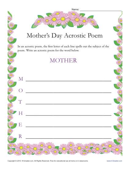 Mother’s Day Acrostic Poem