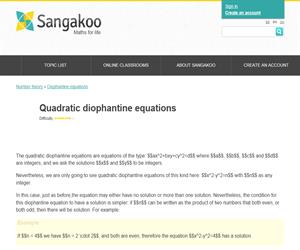 Quadratic diophantine equations
