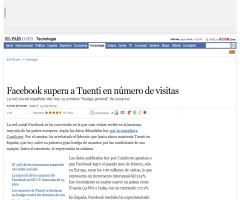 Facebook supera a Tuenti en número de visitas- ELPaís 15/04/09