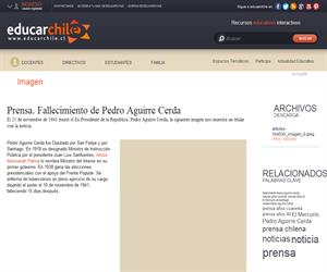 Prensa. Fallecimiento de Pedro Aguirre Cerda (Educarchile)