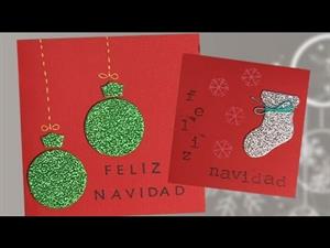 Postales de Navidad con purpurina, manualidades para niños
