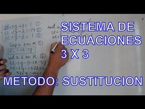 Solución sistema de ecuaciones 3x3 por el método de sustitución.