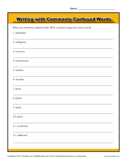 Writing with Commonly Confused Words