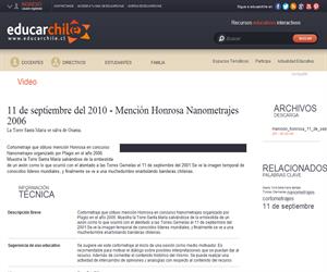 11 de septiembre del 2010 - Mención Honrosa Nanometrajes 2006 (Educarchile)