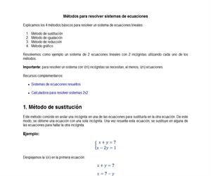 Métodos básicos para resolver sistemas de ecuaciones