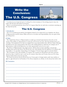 Write the Conclusion: The U.S. Congress