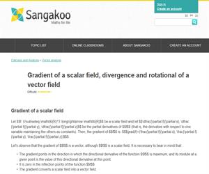 Gradient of a scalar field, divergence and rotational of a vector field