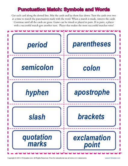Punctuation Match: Symbols and Words
