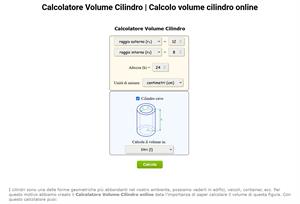 Calcolatore Volume Cilindro