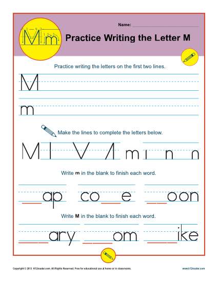 Practice Writing the Letter M