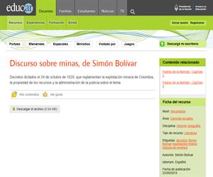 Simón Bolívar: Discurso sobre minas