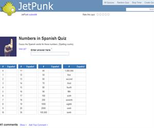 Numbers in Spanish Quiz