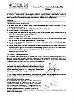 Examen de Selectividad: Física. Castilla-La Mancha. Convocatoria Junio 2014
