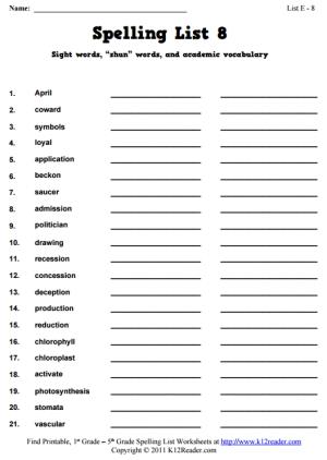 Week 8 Spelling Words (List E-8)