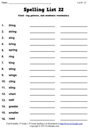 Week 22 Spelling Words (List B-22)