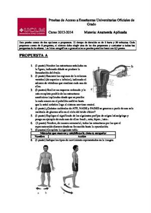 Examen de Selectividad: Anatomía aplicada. Castilla-La Mancha. Convocatoria Junio 2014
