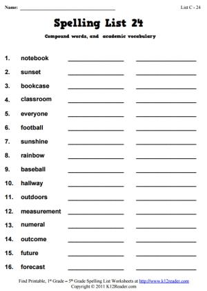 Week 24 Spelling Words (List C-24)