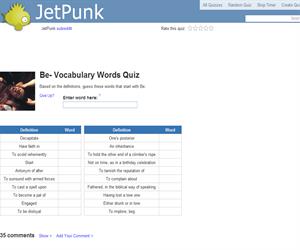 Be- Vocabulary Words Quiz