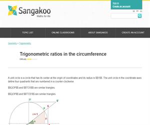 Trigonometric ratios in the circumference