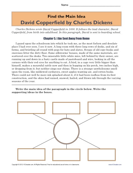 Main Idea Worksheet: David Copperfield