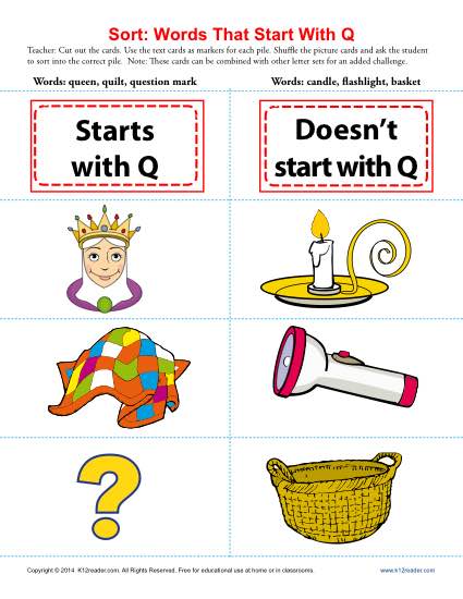 Consonant Sort: Words That Start With Q