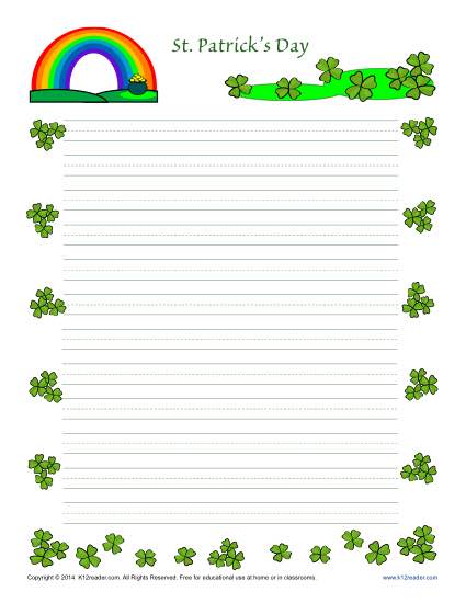 St. Patricks Day Lined Writing Paper
