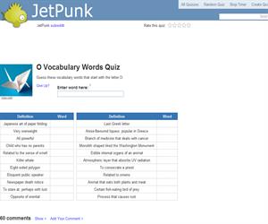 O Vocabulary Words Quiz