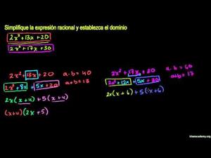 Simplificar expresiones racionales 2 (Khan Academy Español)
