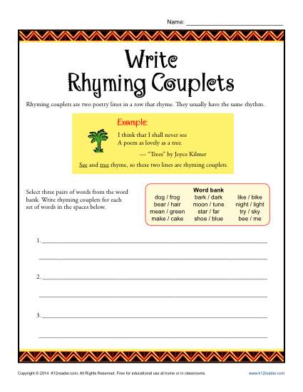 Write Rhyming Couplets