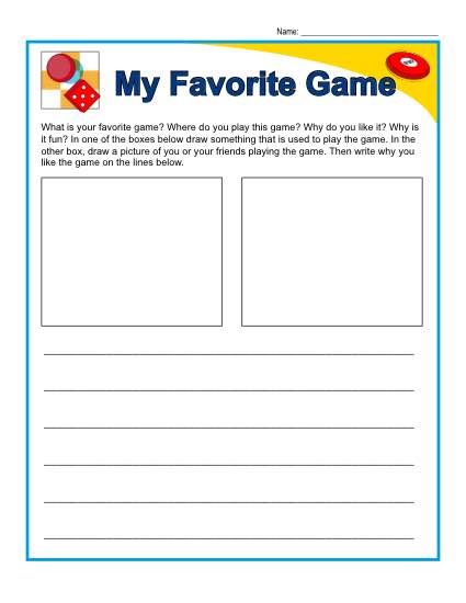 Writing Prompt – My Favorite Game