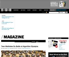 'Teen Mathletes Do Battle at Algorithm Olympics' (Wired, sobre the International Olympiad in Informatics)