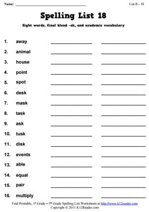 Week 18 Spelling Words (List B-18)
