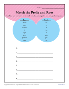 Match the Prefix and Root