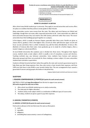 Examen de Selectividad: Inglés. Castilla-La Mancha. Convocatoria Junio 2013