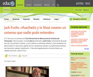 Jack Fuchs: “Auschwitz y la Shoá crearon un universo que nadie pudo entender”