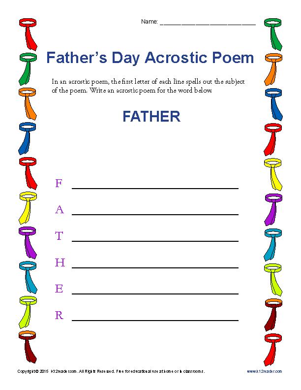 Father’s Day Acrostic Poem