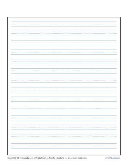 Lined Writing Paper with Center Guide