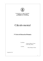 Cálculo mental en 3º Ciclo de Educación Primaria. Universidad de Valladolid