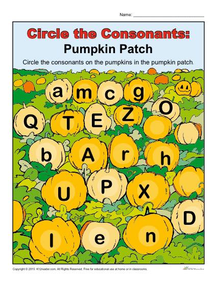 Circle the Consonants: Pumpkin Patch