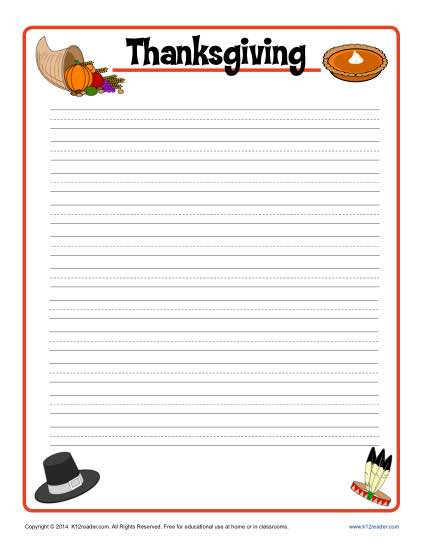 Thanksgiving Lined Writing Paper