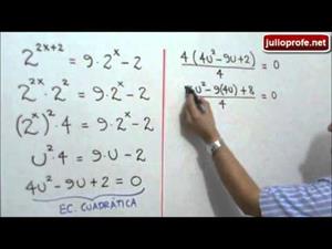 Ecuación exponencial solucionada con cambio de variable (JulioProfe)
